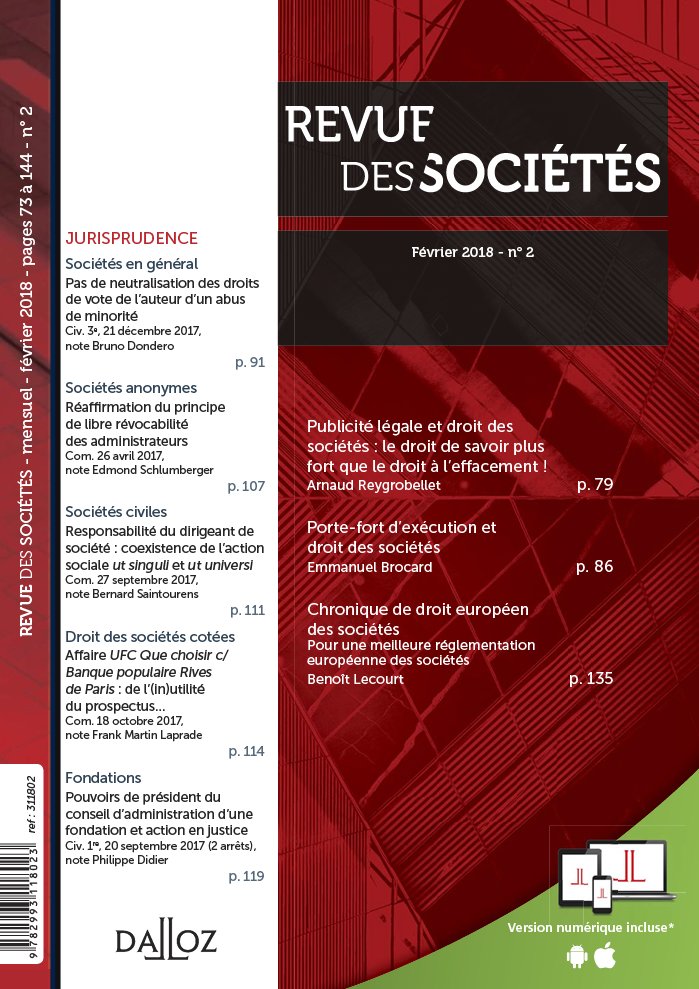 "Réaffirmation du principe de libre révocabilité des administrateurs", note sous Cass. com., 26 avril 2017, n° 15-12.888  - Club des métiers du Droit